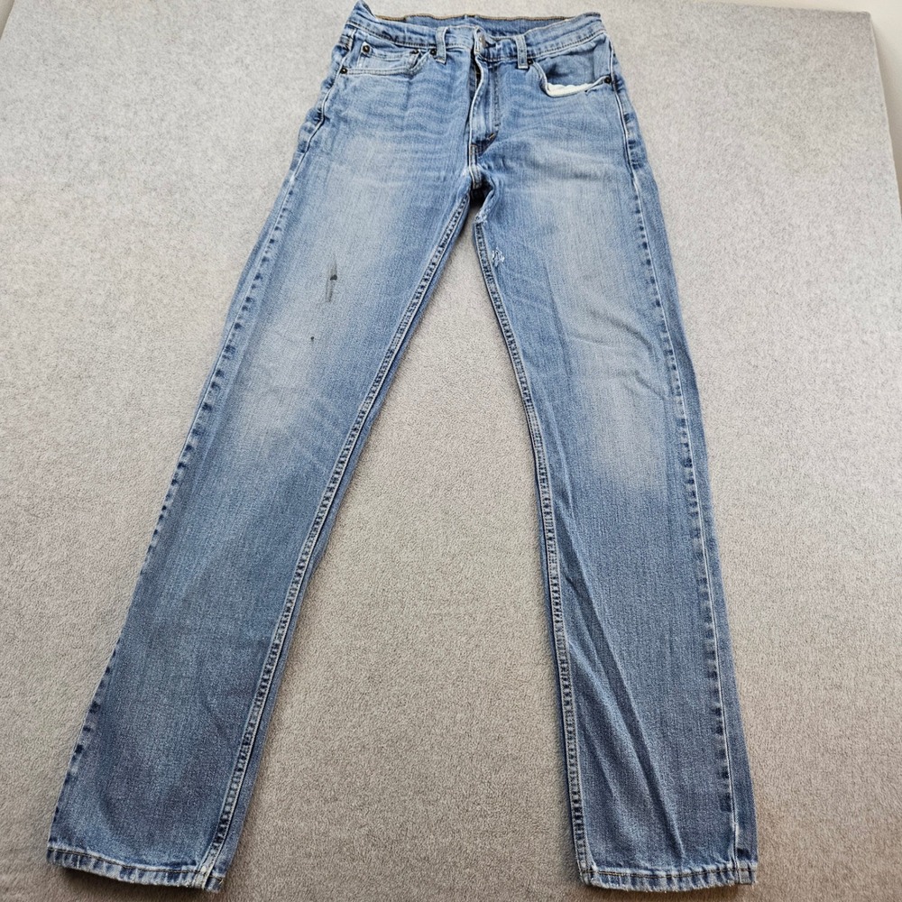 LEVIS Jeans Mens 32x34 Blue 513 Slim Straight Distressed Denim Casual Classic